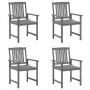 Garden chairs with cushions 4 pcs solid gray acacia wood by vidaXL, Garden chairs - Ref: Foro24-3061224, Price: 282,43 €, Dis...