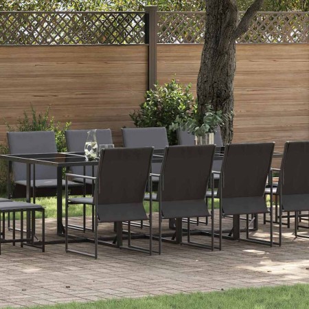 Conjunto de Comedor de Jardín 13 pcs Negro Acero
