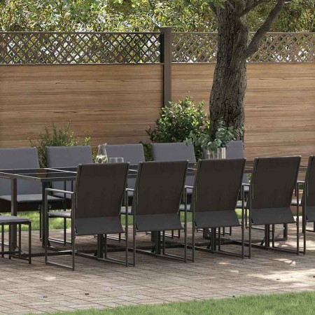 Conjunto de Comedor de Jardín 15 pcs Negro Acero