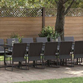 Conjunto de Comedor de Jardín 17 pcs Negro Acero
