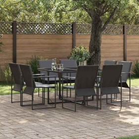Conjunto de Comedor de Jardín 9 pcs Negro Acero