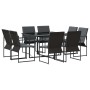 Conjunto de Comedor de Jardín 9 pcs Negro Acero