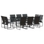 Conjunto de Comedor de Jardín 11 pcs Negro Acero
