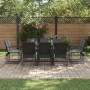 Conjunto de Comedor de Jardín 11 pcs Negro Acero