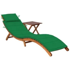 Garden lounger with table and cushion in solid acacia wood by vidaXL, Loungers - Ref: Foro24-3061592, Price: 183,79 €, Discou...