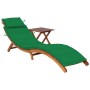 Tumbona de jardín con mesa y cojín madera maciza de acacia de vidaXL, Tumbonas - Ref: Foro24-3061592, Precio: 191,51 €, Descu...