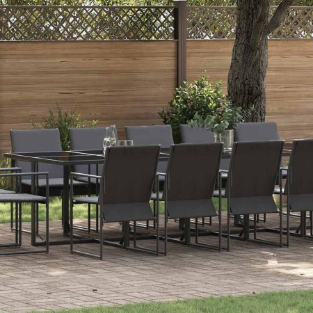 Conjunto de Comedor de Jardín 15 pcs Negro Acero