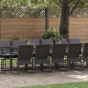 Conjunto de Comedor de Jardín 17 pcs Negro Acero