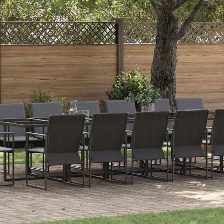Conjunto de Comedor de Jardín 17 pcs Negro Acero