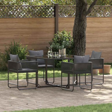 Conjunto de Comedor de Jardín 5 pcs Negro Acero