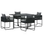 Conjunto de Comedor de Jardín 5 pcs Negro Acero