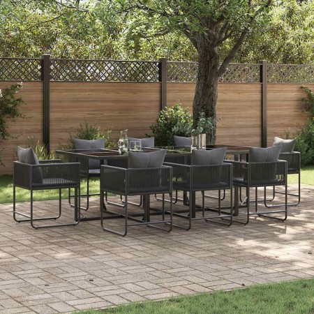 Conjunto de Comedor de Jardín 9 pcs Negro Acero