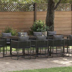 Conjunto de Comedor de Jardín 11 pcs Negro Acero