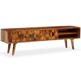 Mueble de TV de madera maciza de acacia 140x30x40 cm