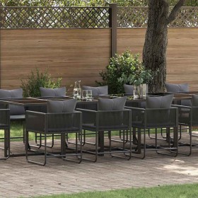 Conjunto de Comedor de Jardín 13 pcs Negro Acero