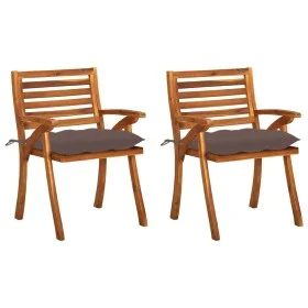 Garden dining chairs with cushions 2 pcs solid acacia wood by vidaXL, Garden chairs - Ref: Foro24-3060849, Price: 199,03 €, D...