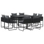 Conjunto de Comedor de Jardín 9 pcs Negro Acero