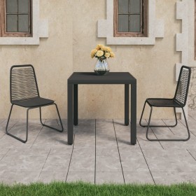 3-teiliges Garten-Ess-Set aus schwarzem PVC-Rattan von vidaXL, Gartensets - Ref: Foro24-3060118, Preis: 263,03 €, Rabatt: %