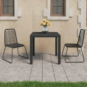 Black PVC rattan 3-piece garden dining set by vidaXL, Garden sets - Ref: Foro24-3060118, Price: 259,11 €, Discount: %