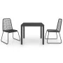 Set de comedor de jardín de 3 piezas PVC ratán negro de vidaXL, Conjuntos de jardín - Ref: Foro24-3060118, Precio: 259,06 €, ...