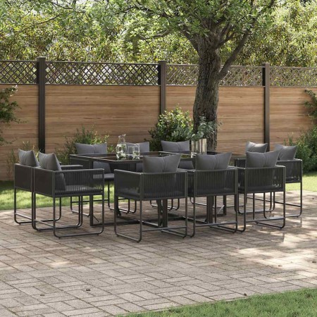 Conjunto de Comedor de Jardín 11 pcs Negro Acero