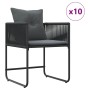 Conjunto de Comedor de Jardín 11 pcs Negro Acero