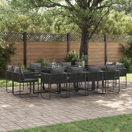 Conjunto de Comedor de Jardín 13 pcs Negro Acero