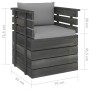 Garden armchair with pine wood cushions by vidaXL, Modular outdoor sofas - Ref: Foro24-3061720, Price: 102,29 €, Discount: %