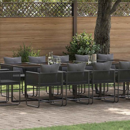 Conjunto de Comedor de Jardín 15 pcs Negro Acero