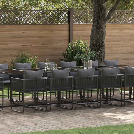 Conjunto de Comedor de Jardín 17 pcs Negro Acero