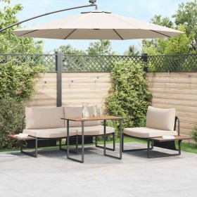Conjunto de Comedor de Jardín 3 pcs Taupé Acero
