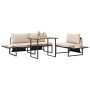 Conjunto de Comedor de Jardín 3 pcs Taupé Acero