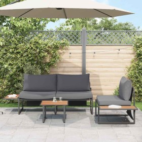 Conjunto de Comedor de Jardín 3 pcs Antracita Acero