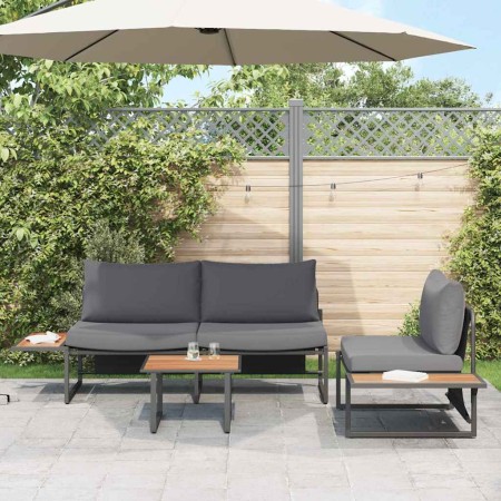 Conjunto de Comedor de Jardín 3 pcs Antracita Acero