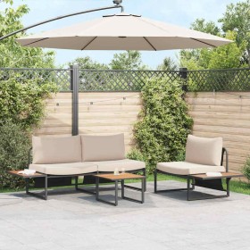 Conjunto de Comedor de Jardín 3 pcs Taupé Acero