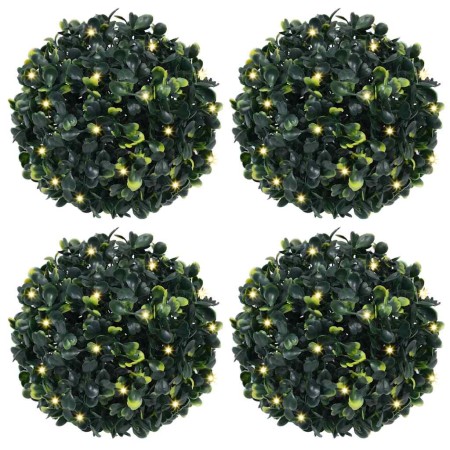 Bolas de boj artificial con luces LED 4 unidades 12 cm