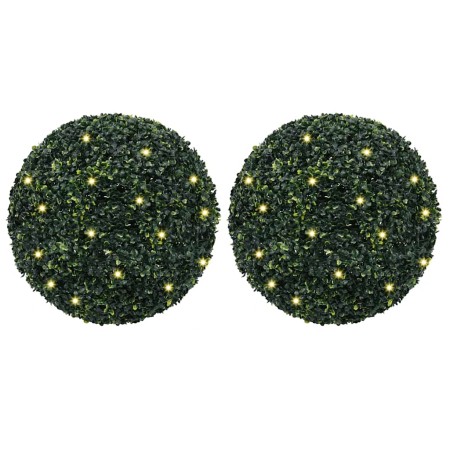 Bolas de boj artificial con luces LED 2 unidades 52 cm
