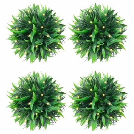 Bolas de boj artificial con luces LED 4 unidades 15 cm