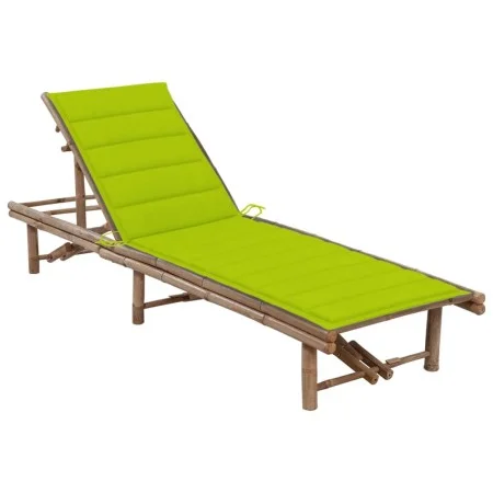 Tumbona de jardín con cojín bambú de vidaXL, Tumbonas - Ref: Foro24-3061643, Precio: 195,46 €, Descuento: %