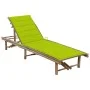 Tumbona de jardín con cojín bambú de vidaXL, Tumbonas - Ref: Foro24-3061643, Precio: 195,46 €, Descuento: %