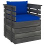 Gartensessel mit Kissen aus Kiefernholz von vidaXL, Modulare Sofas für den Außenbereich - Ref: Foro24-3061729, Preis: 96,17 €...