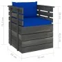 Gartensessel mit Kissen aus Kiefernholz von vidaXL, Modulare Sofas für den Außenbereich - Ref: Foro24-3061729, Preis: 93,57 €...