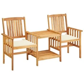 Garden chairs and tea table with solid acacia wood cushions by vidaXL, Garden sets - Ref: Foro24-3061277, Price: 147,15 €, Di...