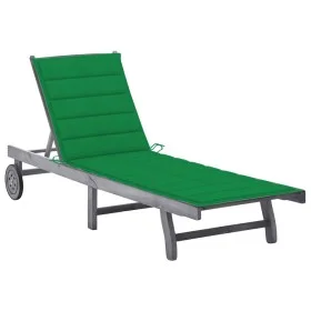 Garden lounger with solid gray acacia wood cushion by vidaXL, Loungers - Ref: Foro24-3061364, Price: 194,07 €, Discount: %