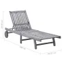 Garden lounger with solid gray acacia wood cushion by vidaXL, Loungers - Ref: Foro24-3061364, Price: 194,07 €, Discount: %