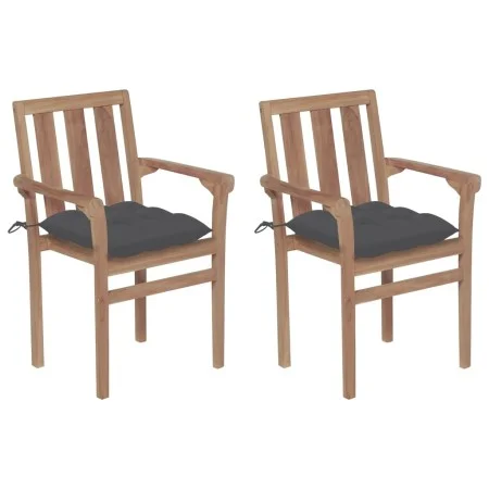Gartenstühle 2 Stk. Teakholz mit anthrazitgrauen Kissen von vidaXL, Gartenstühle - Ref: Foro24-3062223, Preis: 249,07 €, Raba...