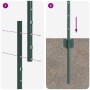 Postes de cerca Manual 22 pcs Verde 200 cm Acero