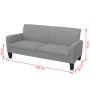 Sofá de 3 plazas gris claro 180x65x76 cm
