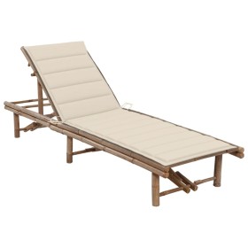 Garden lounger with bamboo cushion by vidaXL, Loungers - Ref: Foro24-3061634, Price: 205,45 €, Discount: %