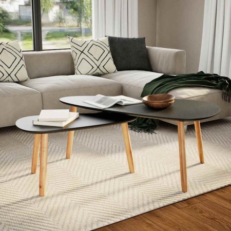 Set de mesas de centro 2 unidades madera maciza de pino negro
